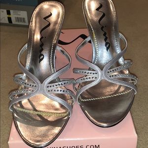 Nina silver rhinestone heel size 8